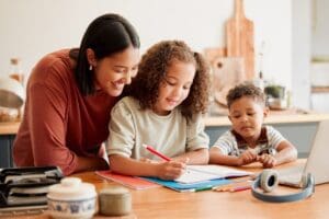Mother,Teaching,,Learning,And,Education,With,Child,Studying,,Doing,Homework