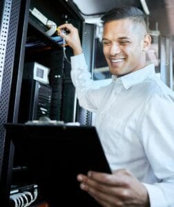 Server,Room,,It,Support,And,Database,With,A,Man,Programmer