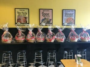 gingham baskets for catering