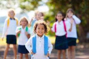 Kids,Go,Back,To,School.,Interracial,Group,Of,Children,Of