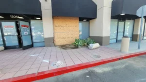 bbu storefront board up after car crash (1)